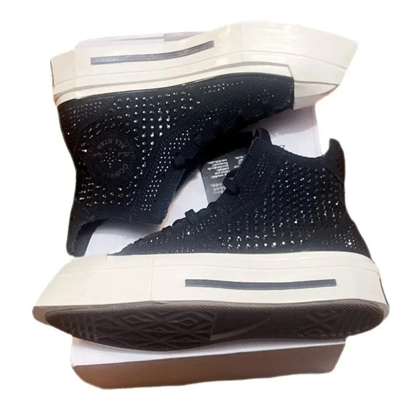 NWB Converse x Swarovski Chuck 70 de luxe black trend Squared High Top sneaker 5 - Picture 7 of 10